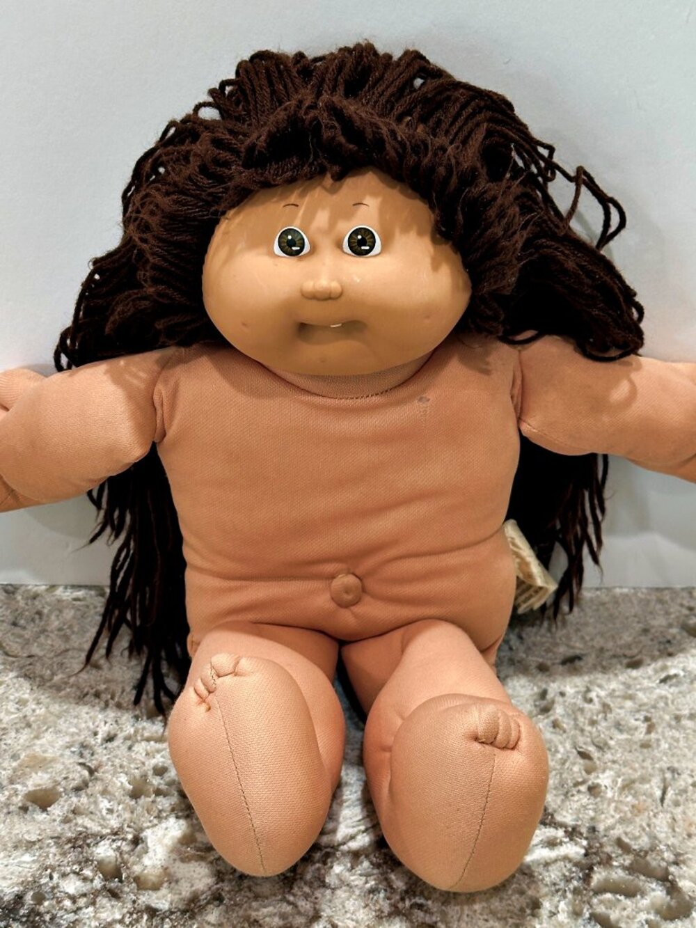 Vintage 1982 Cabbage Patch Kids Doll One Single Tooth Brown Hair Brown Eyes 16"